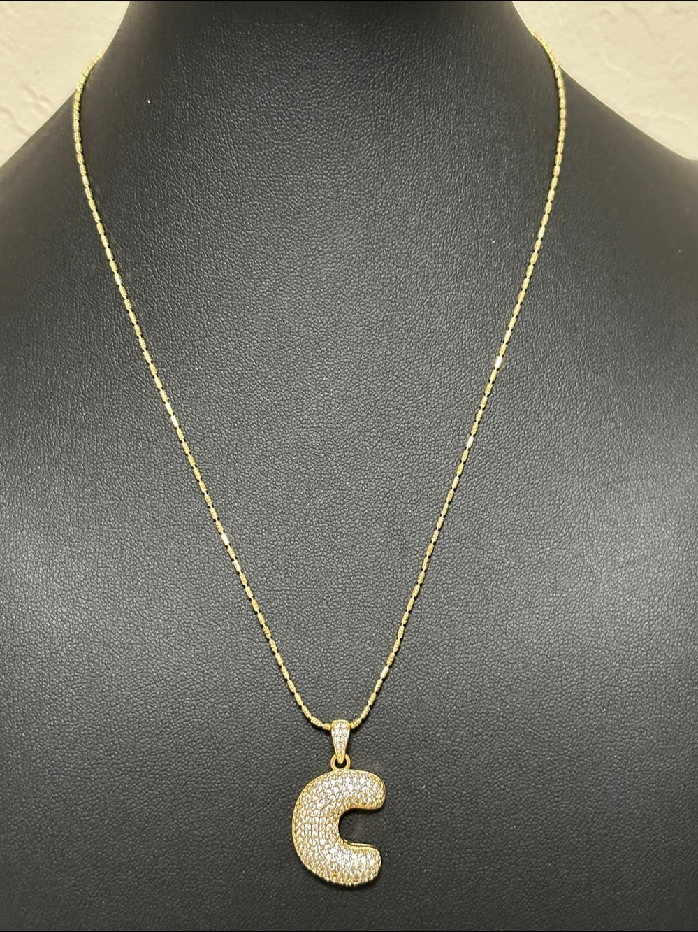 Gold Plated Crystal Bubble C Initial Necklace